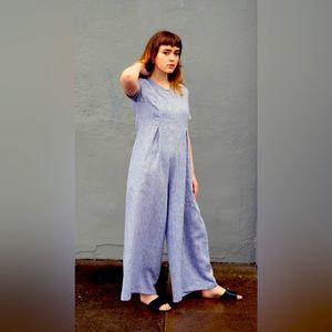 Nikki Chasin Chambray Linen Jumpsuit size Medium